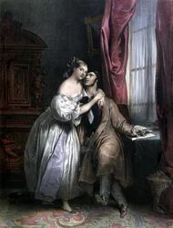 Enlaces lovers - por Achille Deveria, litografia