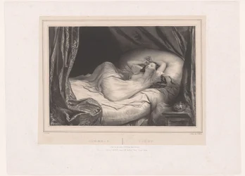 Menina dormindo na cama Sommeil / Sleep (título no objeto)