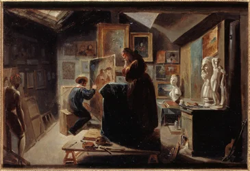 Pose de modelo, cerca de 1838 (óleo sobre papel sobre tela)