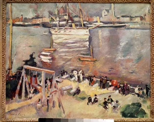 Entrada de um Corvette no Porto de Antuérpia Pintura de Othon Friesz (1879-1949) 1906 Colecção privada