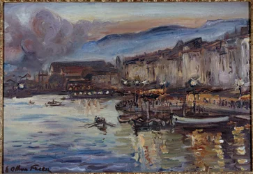 Vista do Porto de Toulon do século XX (petróleo sobre tela)