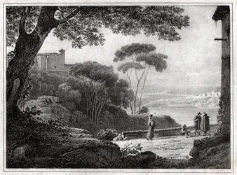Lago Albano. (gravada por volta de 1820)