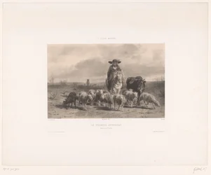 Agricultor de Auvergne com gado bovino e ovino
Le Fermier Auvergnat (título sobre o objecto)
Impressões após pinturas da Escola Moderna (título da série)
L