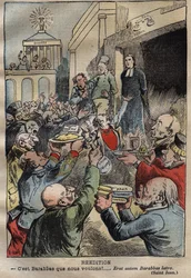 Caso Dreyfus - Reemissão - Barrabás nós queremos!... Erat autem Barabbas latro - ilustração de Achille Lemot (1846-1909) - 