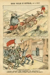 Ilustração de Achille Lemot (1846-1909) em Le Pelerin, 20/10/07 - coisas velhas e novas - Elysee, Socialismo, Ministro - Jaures Jean, Ane - Portfolio