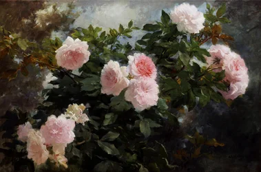 Natureza morta de rosas. Pintura de Achille Theodore Cesbron (1849-1913) Coleção particular.