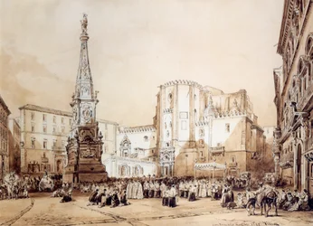 Procissão na Piazza San Domenico Maggiore em Nápoles