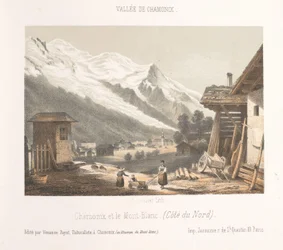 Zicht op de vallei van Chamonix vanaf de pas Les Montées
Entrada no Vale de Chamonix em Les Montées (título sobre o objecto)
Herinnering aan Chamonix-Mont-Blanc (título da série)
Museum du Mont-Blanc (título da série sobre o objecto)