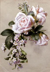 Rosas e Miosótis (aguarela sobre papel)