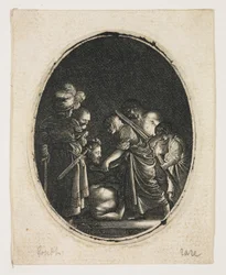 Salomé Recebendo a Cabeça de São João, gravada por Hendrik Goudt (1583-1648), c.1607-09 (gravura)