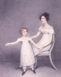 Lady Louth, filha do 13o Barão Dunsany, com sua filha