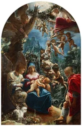 A Sagrada Família com anjos e o menino João