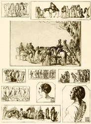 Danças redondas, estudos de cabeça e grupos de figuras