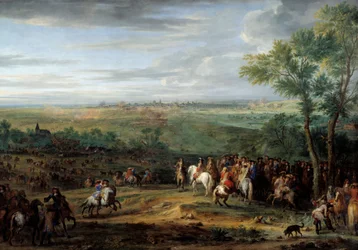 Chegada de Lous XIV ao acampamento em frente a Maestricht (actual cidade de Maastricht), em Junho de 1673. Pintura de Adam Francois Van Der Meulen (1632-1690)
