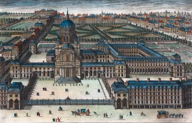 O Mosteiro Real do Val-de-Grace (Val de Grace) que Ana da Áustria, Rainha da França, construiu - Gravura 1660 por Adam Perelle (1640-1695)