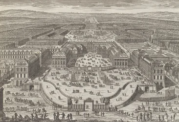 Vista geral do Palácio de Versalhes, década de 1680., década de 1680.