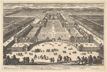 Vista Geral em Perspectiva do Château Bassecourt, Anticours, Jardins, etc. do Ric..., século XVII.