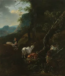 Uma Xerife com Animais numa Paisagem de Montanha