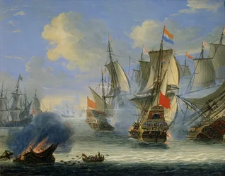 Uma batalha naval, finais do século XVII ou século XVIII