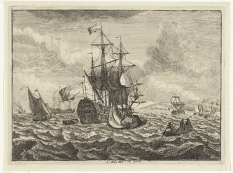 Mares com navios e barco a remos