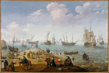 Pintura de Cena de Pesca de Adam Willaerts (1577-1664) Coleção particular do século XVII