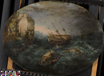 Naufrágio de um navio ao largo de uma Costa Rochosa