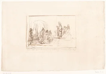 Arguido levado perante os seus juízes Seis gravuras após desenhos de Rembrandt, mantidas na Hofbibliothek em Viena (título da série) Seis estampes gravées d