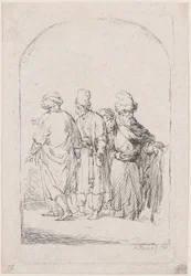 Grupo de quatro homens de pé em traje oriental, 1795.