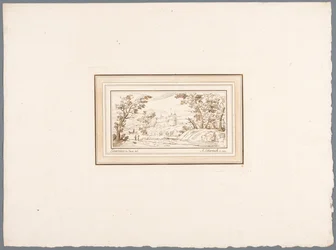 Paisagem do rio com a muralha de uma fortaleza Impressões após desenhos de Guercino mantidos na Hofbibliothek em Viena (título da série) Recueil d
