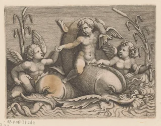Três putti com golfinhos