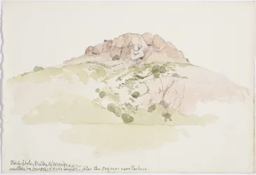 Um ídolo do rock "Cerro de los Riscos, além de Guadalupe, Vale do México, México