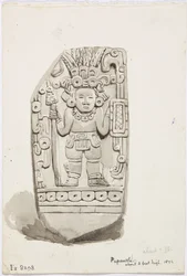 Uma estátua de pedra de Papantla (aguarela)