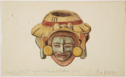 Cinco páginas de desenhos e figuras (aguarela)