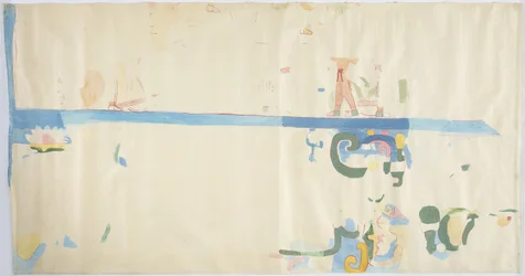 Pintura da parede sudeste, câmara interior, Templo Superior dos Jaguares, Chichen Itza, México (aquarela, cor de corpo, grafite)