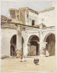 Ruína - casa antiga em Chalchicomula, Estado de Publa, México (aguarela)