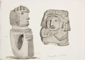 Figuras de pedra em Papantla, México (aguarela)
