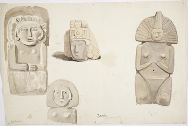 Estátuas de pedra de Papantla, México (aguarela)