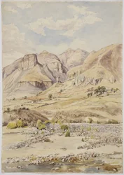 Vista - perto de Ixtacamaxtitlan, México (aguarela)