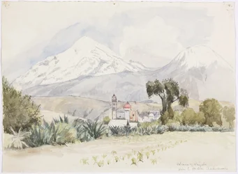 Vulcão de Orizaba de San Andrés, Chalchicomula (aguarela)