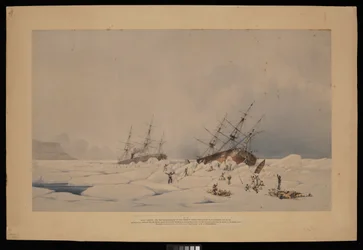 H.M.S. Phoenix e The Breadalbane no momento em que o último foi esmagado e afundado...