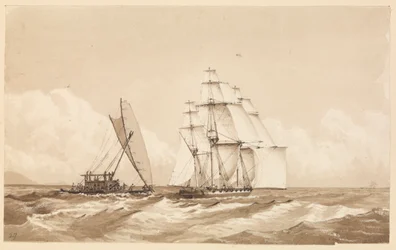Canoa dupla ao largo de Moalu, Ilhas Feejee, 26 de setembro de 1849 [Fiji]