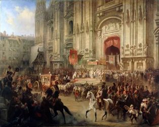 Recepção cerimonial do marechal de campo Alexander Suvorov em Milão em abril de 1799, década de 1850