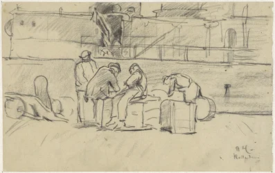 Trabalhadores no cais em Rotterdam