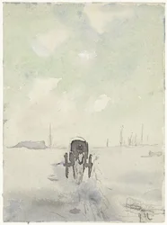 Paisagem de Inverno com cavalo e carroça