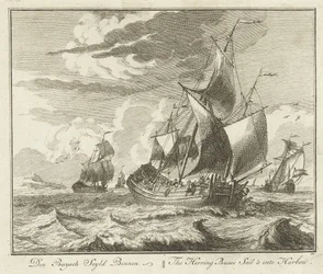 Tubo de arenque navegando para casa, c. 1725 Den Buysch Seyld Binnen / The Herring Busse Sail