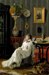 A sesta. Pintura de Adolfo Belimbau (1845-1938)