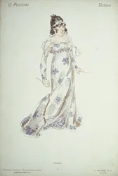 Desenho de figurino para « Tosca » de Giacomo Puccini (1858-1954)