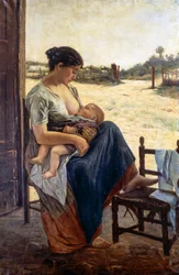 Maternidade, por Adolfo Tommasi (1851-1933), óleo sobre tela