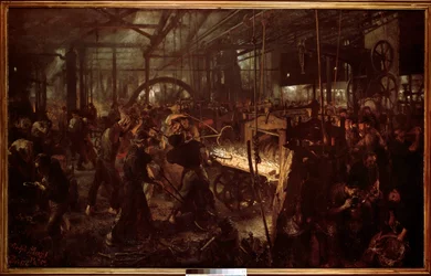 Metalurgia: "O laminador, trabalho na forja" Pintura de Adolf Menzel (1815-1905)