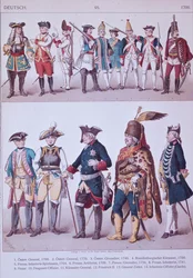 Prussian Grenadiers of the time of Frederick the Great (cor litho)